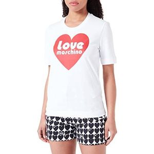 Love Moschino Dames Regular Fit Short-Sleeved T-shirt, Optical White, 42, wit (optical white), 42