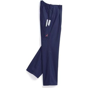 BP Cotton Plus 1469-720-10 werkbroek - stoffen bretels met rubberen inzetstuk - zakken voor kniebeschermers - puur katoen - normale pasvorm - maat: 48 - kleur: donkerblauw