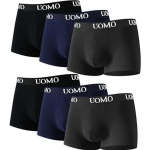 Set van 6 boxershorts voor heren, comfortabele slips, onderbroeken van elastisch katoen, herenondergoed in verschillende kleuren, zwart, blauw, grijs, zwart, blauw, grijs, 3XL