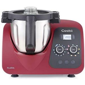 Flama Cookii 2187FL Multifunctionele keukenmachine, 1500 W, wifi, 8 temperaturen tussen 37 en 120 °C, 10 snelheden, capaciteit tot 5 kg, container met 3,8 l, meer dan 200 recepten, Red Chili