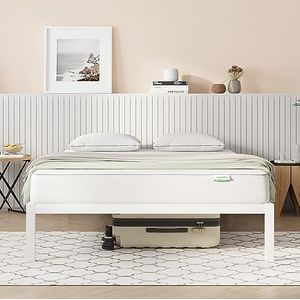 Novilla 30,5 cm metalen eenpersoonsbedframe, platformbedframe met noise-cancell ontwerp, ontworpen houten lattenondersteuning, stevige steunpoten, eenvoudige montage, opbergruimte onder bed 90 x 190