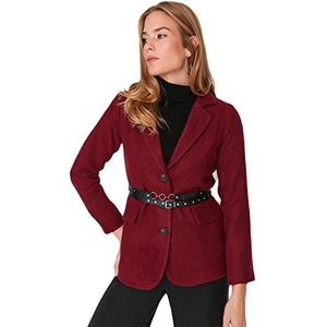 TRENDYOL Vrouw Normaal dubbele rij reverskraag geweven stof blazer, Bordeaux, 42