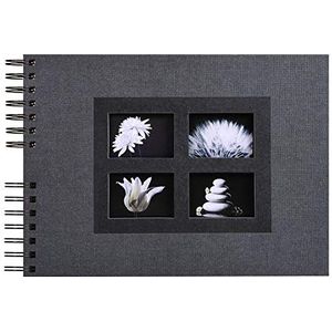 Exacompta - ref. 16241E - 1 Spiraalgebonden fotoalbum PASSION - 150 foto's - 50 Zwarte Pagina's - Formaat 32 x 22 cm - omslag in zwart decopapier met bi-materiaal effect