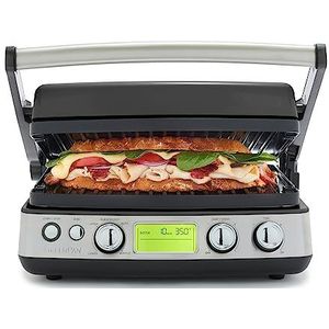 GreenPan Elite 6-in-1 Multifunctionele Contactgrill en Bakplaat, Gezonde PFAS-Vrije Keramische Antiaanbaklaag, Vaatwasserbestendige Grillplaten, Instelbaar Bruiningsniveau, Scharnierend, Zwart