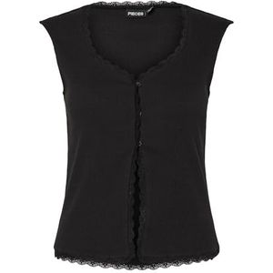 PIECES - Top - Zwart - Klassieke Blouse - Mouwloos - V-hals
