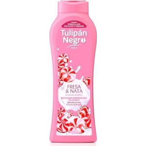 Tulipán Negro Black Tulip douchegel aardbei en crème, roze, zoet, 720 milliliter