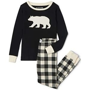 Hatley Pyjamaset met lange mouwen voor jongens, Crème geruite beer, 3 Jaren