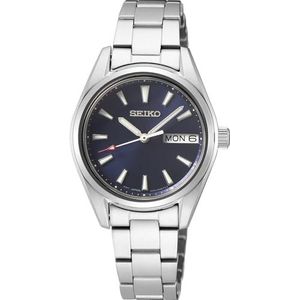 Seiko Dameshorloge kwarts roestvrij staal met roestvrijstalen band, Blauw, S, vierkant