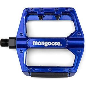 Mongoose Mountainbikepedalen voor volwassenen, 1/2 ""en 9/16"" adapters, duurzaam aluminium fietspedaal, reflecterende strips, MTB-fietsaccessoires, blauw