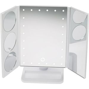 Compact Mirror Brand Fantasy Model Spiegel Starten, Plastic, Wit, met LED-verlichting