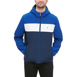 Tommy Hilfiger Heren lichtgewicht waterbestendige prestaties softshell jas (normaal en groot en lang (overgangsmaatschappij, Blauw/Wit Kleurenblok, XXL