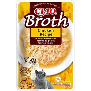 INABA Churu Broth - bouillon voor katten - snacks recept kip - onderscheidingen met dierlijke eiwitten, zonder granen, conserveringsmiddelen, kleurstoffen, limoen, 1 x 40 g