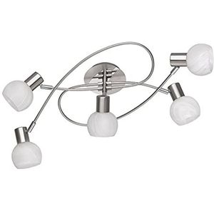 Reality Leuchten R60175007 Antibes A++ tot E, plafondlamp, metaal, E14, nikkel mat/chroom, 25 x 52 x 23 cm