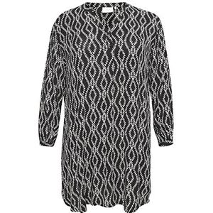 Kaffe Curve KCroya Ami Tunic Shirt, Black/Chalk Print, 46 Women, zwart/krijtprint, 44