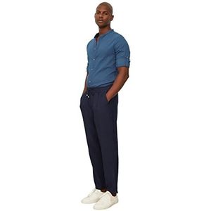 Trendyol Man normale taille rechte pijpen taps toelopende skinny broek, Donkerblauw, S