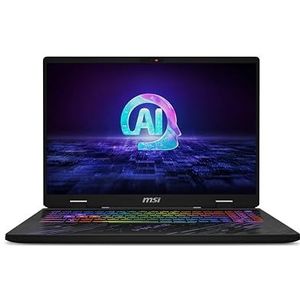 MSI Pulse 16 AI C1VFKG-006XFR Intel Core Ultra 7 155H Laptop 40,6 cm (16") Quad HD+ 16 GB DDR5-SDRAM 1 TB SSD NVIDIA GeForce RTX 4060 Wi-Fi 6E (802.11ax) Gratis DOS Zwart