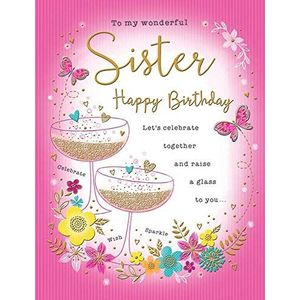 Traditionele verjaardagskaart zuster - 8 x 6 inch - Piccadilly groeten
