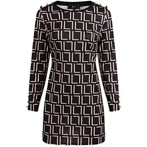 dedica Dames mini-jurk met grafisch patroon 19225705-DE02, zwart, XL, zwart, XL