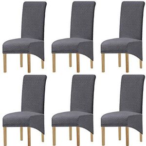 XIANYU Rekbare Verwijderbare Wasbare Eetkamerstoelhoezen Rekbare Stoelhoezen Stoelhoes Parsons Stoelhoezen Voor Eetkamer (Set of 6(XL),Donkergrijs)