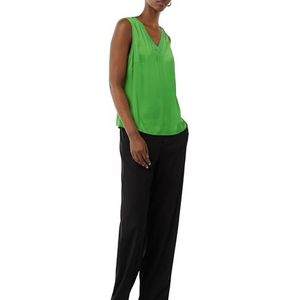 comma Satijnen top met chiffon-hals, groen, 36