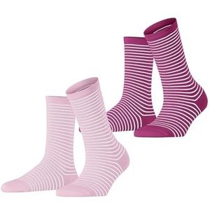 ESPRIT Dames Sokken Fine Line 2-Pack W SO Katoen Gedessineerd Multipack 2 Paar, Veelkleurig (Pink Rose 0020), 39-42