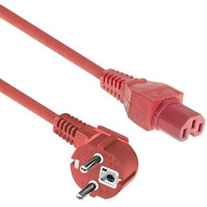 ACT Verwarmingskabel CEE7/7 naar C15, 1 m netsnoer CEE 7/7 (gehoekt geaard) stroomkabel naar C15 aansluiting voor warmapparaten, stroomkabel rood - AK5314