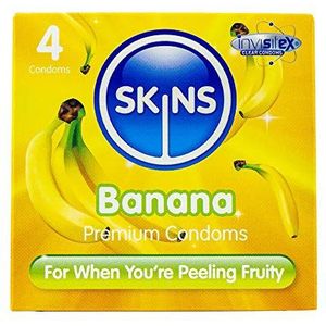 skins seksuele gezondheid banaan smaak premium condooms, pak van 4