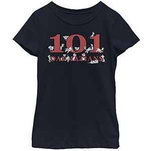 Little, Big Disney 101 Dalmations Logo Pups Girls Short Sleeve T-shirt, Navy Blue, Small, Donkerblauw, S
