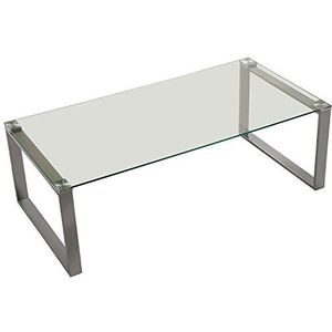 DONREGALOWEB Salontafel met roestvrijstalen poten en glasplaat, transparant, 120 x 60 x 40 cm