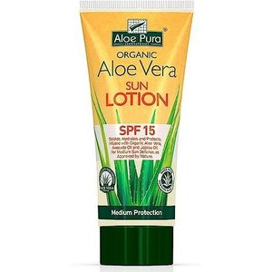 Aloe Pura Aloe Vera Sun Lotion SPF 15, Natural, Vegan, Cruelty Free, Paraben & SLS Free, Long-Lasting Shield, Medium Protection, 200ml
