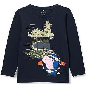 NAME IT Nmmalvise Peppapig Ls Top Cplg shirt met lange mouwen voor jongens, Dark Sapphire, 110 cm