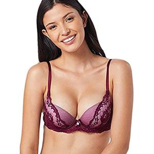 s.Oliver Push-up beha voor dames, met kant en uitneembare pads, Aubergine/Ro, 70A