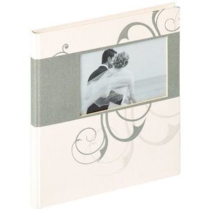 walther design gastenboek wit linnen met uitsparing, bruiloft romantiek GB-134
