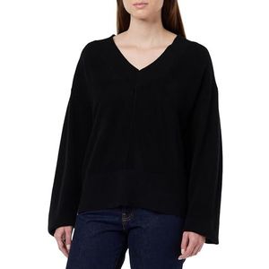YAS EMILIE LS V-hals gebreide trui S.NOOS, zwart, L