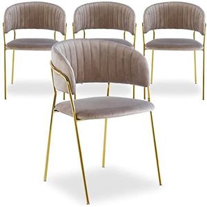 Menzzo Tabata stoel, fluweel, taupe, 53,5 x 52,2 x 79 cm