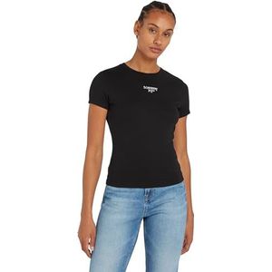 Tommy Hilfiger S/S T-shirt voor dames, Zwart, XXS