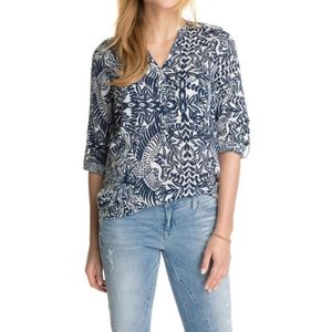 Esprit Regular Fit blouse voor dames met fantasierijke bloemen-vogel-print