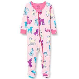 Hatley Organic Cotton Footed Slaappak Pyjama voor kinderen en pasgeborenen meisjes, Perfect Pups, 12 Maanden