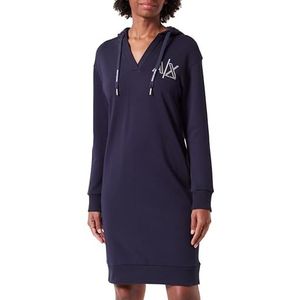 Armani Exchange Vrouwen Duurzame Cuffed Sleeves, V-hals Casual Jurk, Blueberry, XL, blueberry, XL