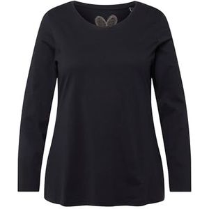 Ulla Popken Damesshirt met lange mouwen, blauwzwart., 42-44