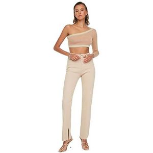 Trendyol Dames Vrouw Hoge Taille Flare Jeans, Camel, 40, Kameel, 66