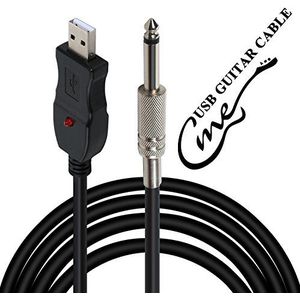 Loopelectronic USB-opnamekabel voor het aansluiten van gitaar of bas op de pc met adapter, converter, aansluitinterface, USB naar 6,5 mm jack - 3 m