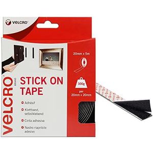 Velcro Brand Velcro zelfklevend 20 mm x 5 m rol zwart, 20 mm x 5 m