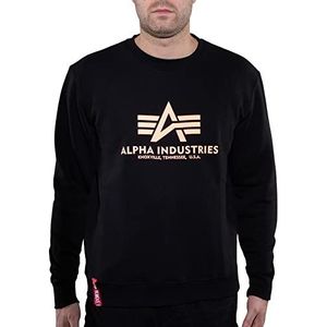 ALPHA INDUSTRIES Basic Reflective Print Sweatshirt voor heren, zwart/Refl.oran, XS