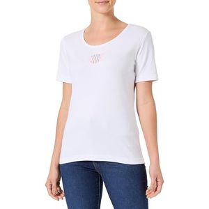 Armor Lux Lichtgewicht katoenen T-shirt voor dames met korte mouwen en ronde hals, Witte serie gestreepte vissen, L