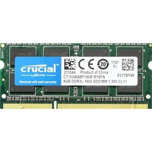 Crucial CT102464BF160B 8GB geheugen (DDR3L, 1600 MT/s, PC3L-12800, SODIMM, 204-Pin)