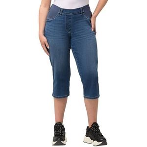 Ulla Popken, Dames, grote maten, capri-jeans met elastische band, Sienna, blauw, 42