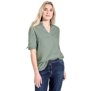 Cecil Linen_Solid Long Blouse voor dames, Soft Salvia Green, XS