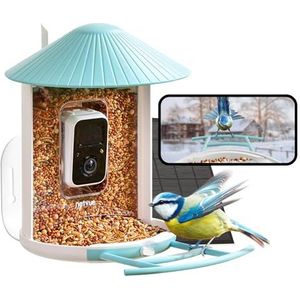 NETVUE Birdfy Vogelvoederhuis met camera voor live observatie, full colour nachtzicht, op zonne-energie, wifi, voor automatische video-opname bij vogelbezoek