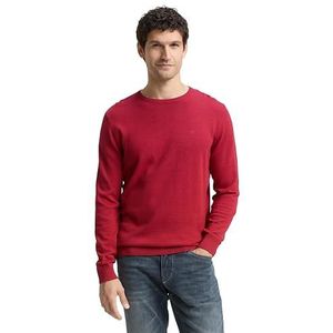 TOM TAILOR Mannen trui 202212 Strickpullover Crewneck, 24249 - Spicy Red Melange, XL